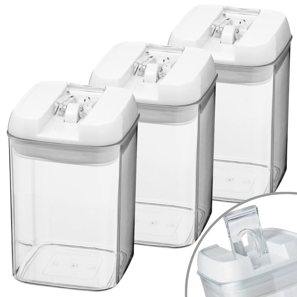 Kit de Pote Hermético com Tampa 800ml Transparente Pratik 3pçs Porta Mantimentos
