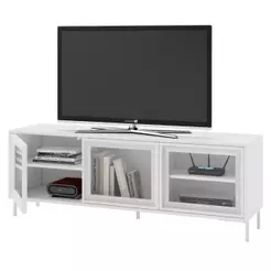 Rack para Sala TV até 55 Polegadas 3 Portas de Vidro 2 Prateleiras Refresh BR149 Branco - BRV Móveis