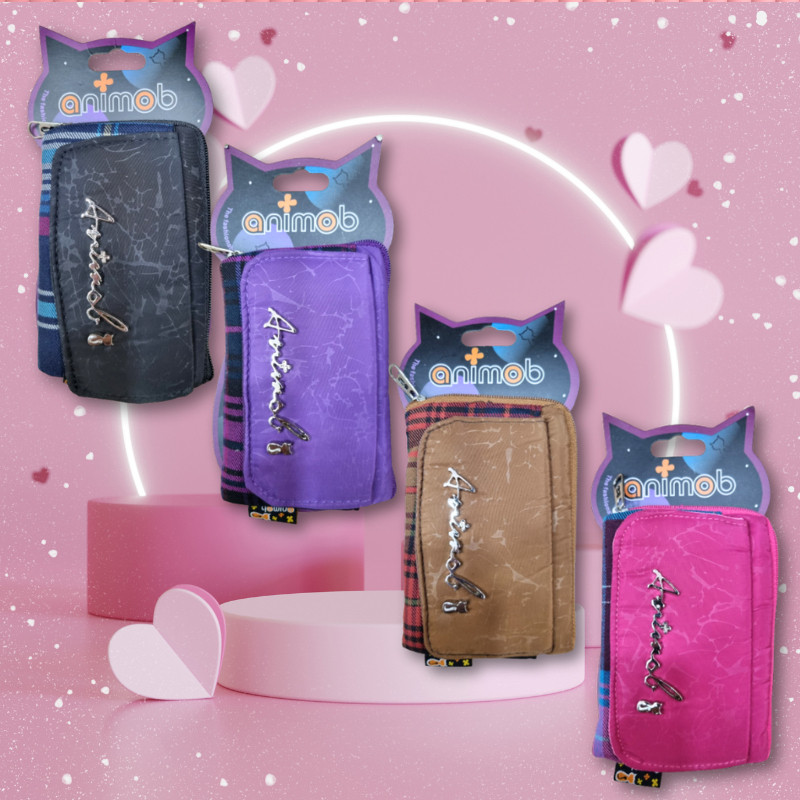 Kit 2 Peças Carteira Animob Curta com Zíper Porta-Cartões Simples Verão Feminina