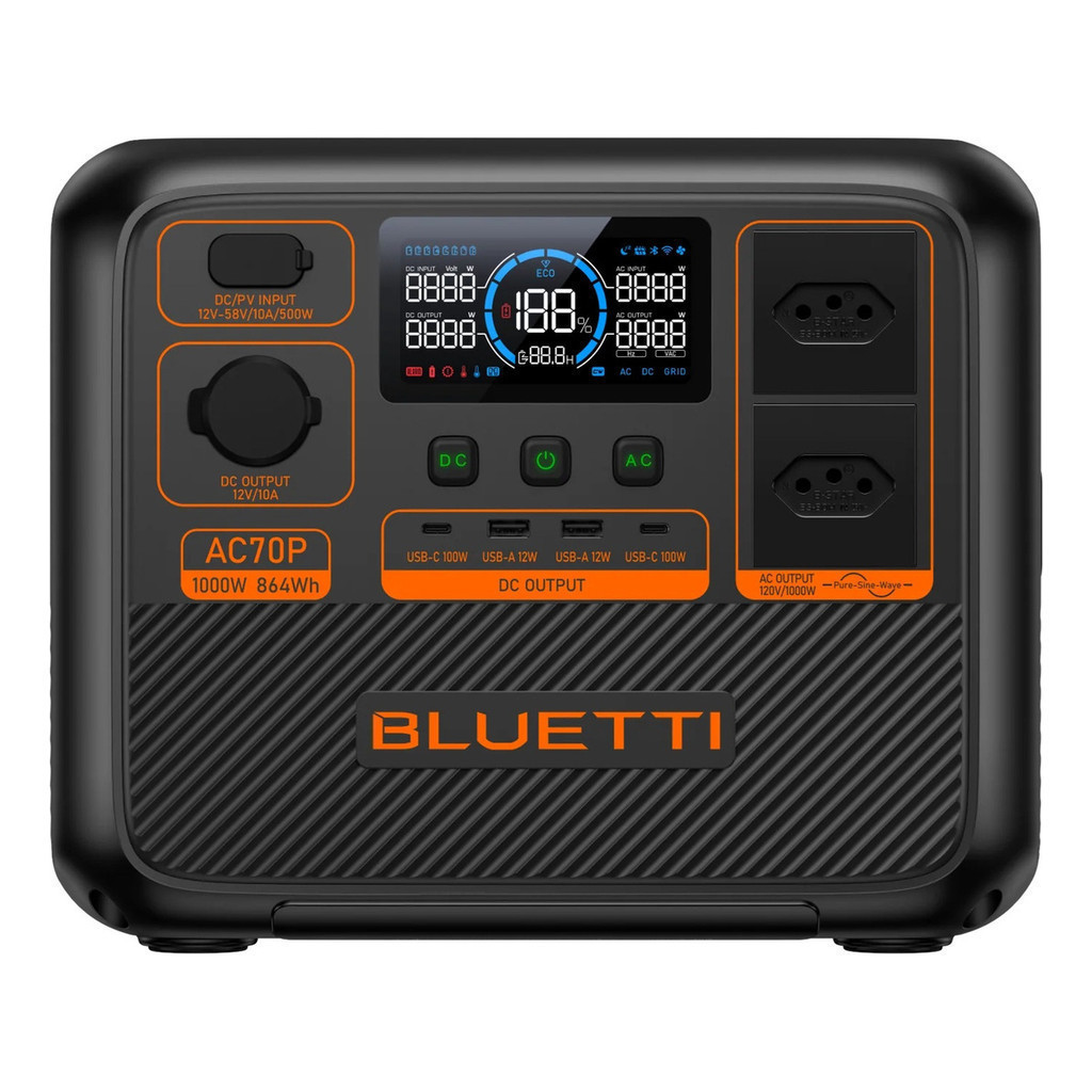 Bluetti Ac70p 220V Estação De Energia Portátil Gerador Solar 1000w