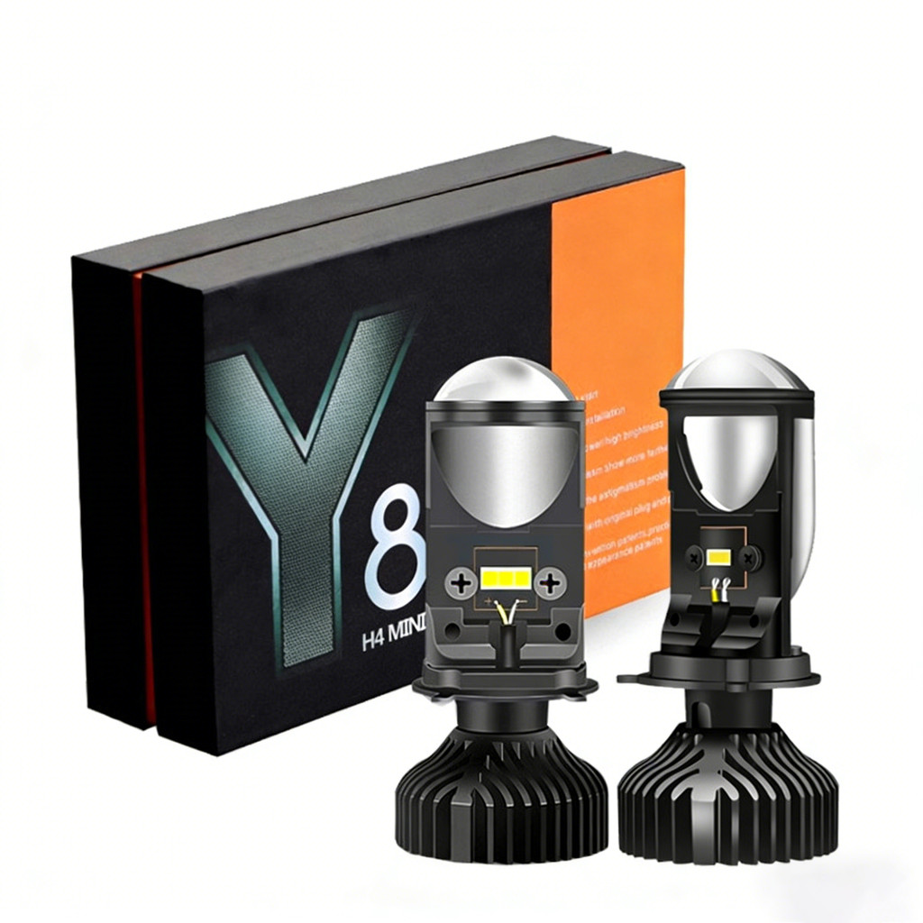 Kit Conversão H4 LED 24.000LM - Lente Projetor Y8  Mini para Carro Alto/Baixo Par Ultra Led Lâmpada Super Led