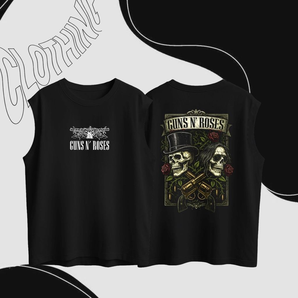 Regata Oversized Rock Guns N Roll Roses Caveiras Cartola Revólveres Rosas Hard Música Clássica Heavy Metal Show Tour