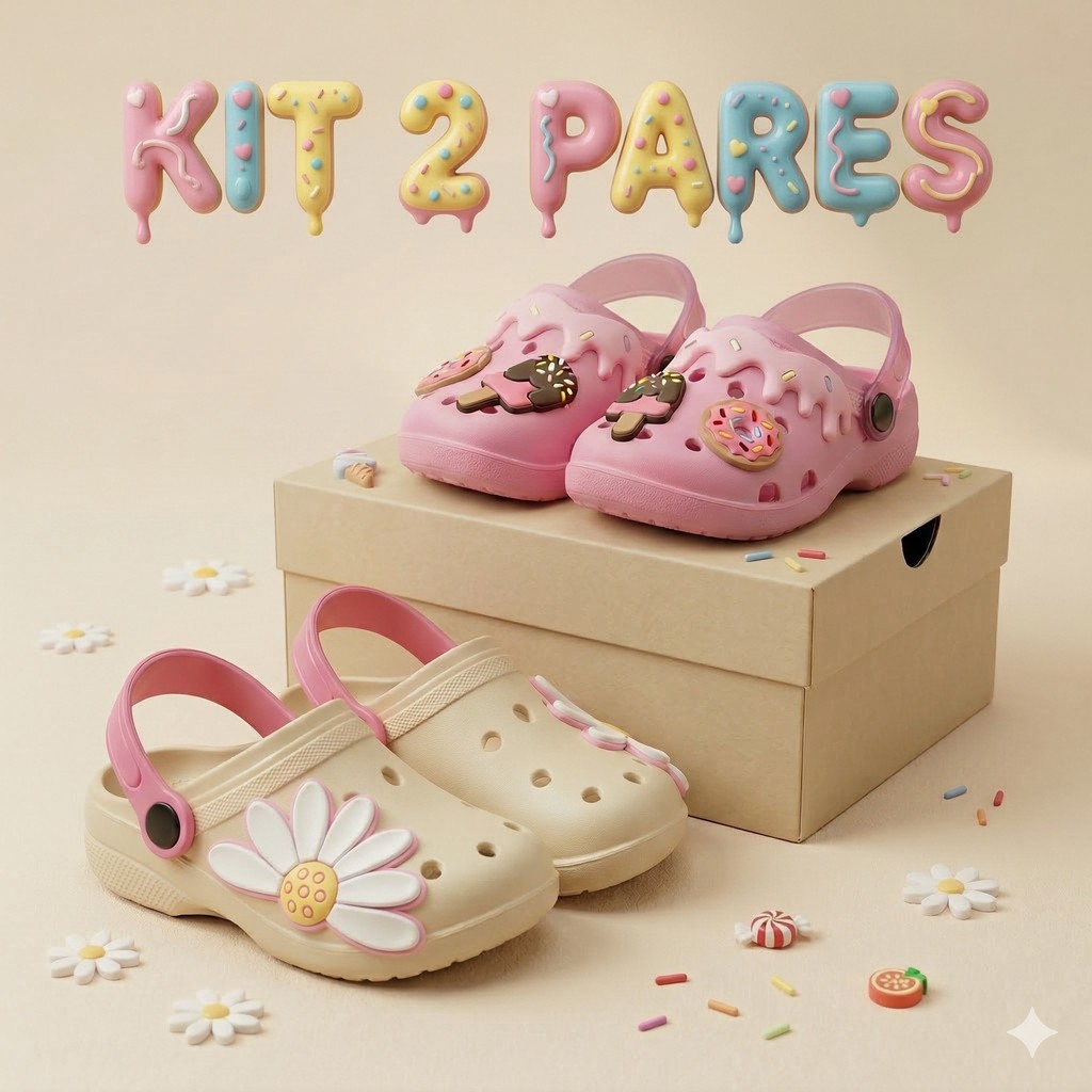 Kit 2 Sandálias Infantil Meninas Leves Confortável Delicada Antiderrapante Papetes
