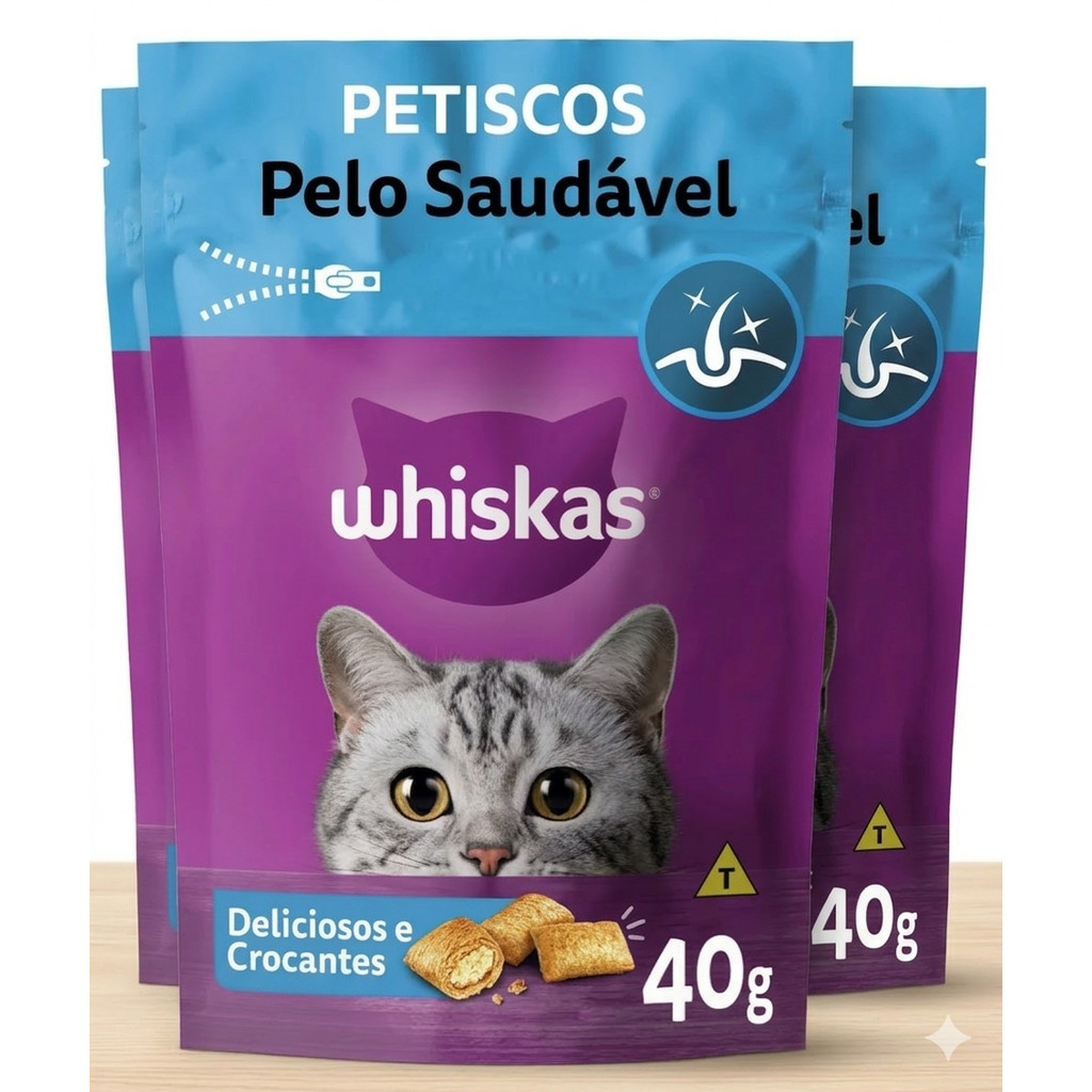 Petisco Whiskas Pelo Saudavel Ótimo Para seu Gato 40g