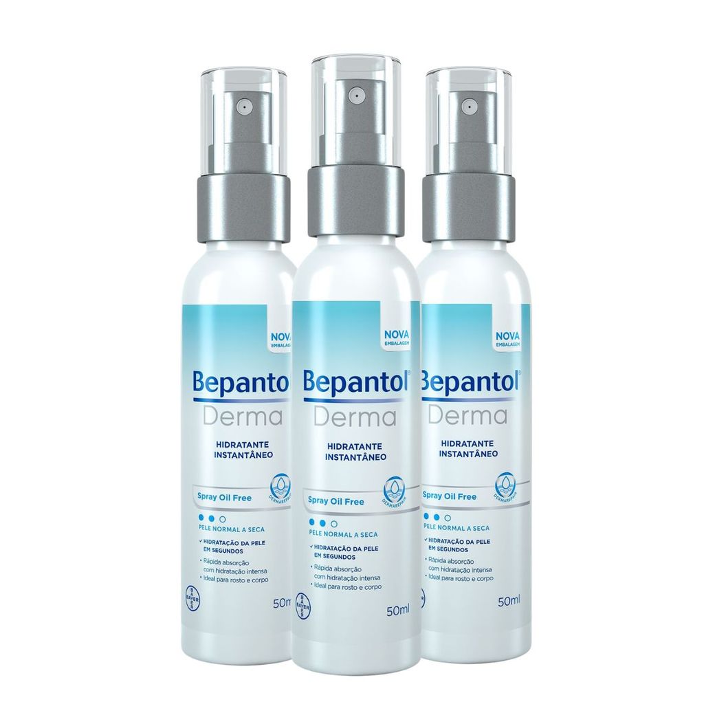 Kit 3 Hidratantes Liquido Spray Oil Free Pró Vit B5 50ml Cada Bepantol Derma em Oferta na Shopee