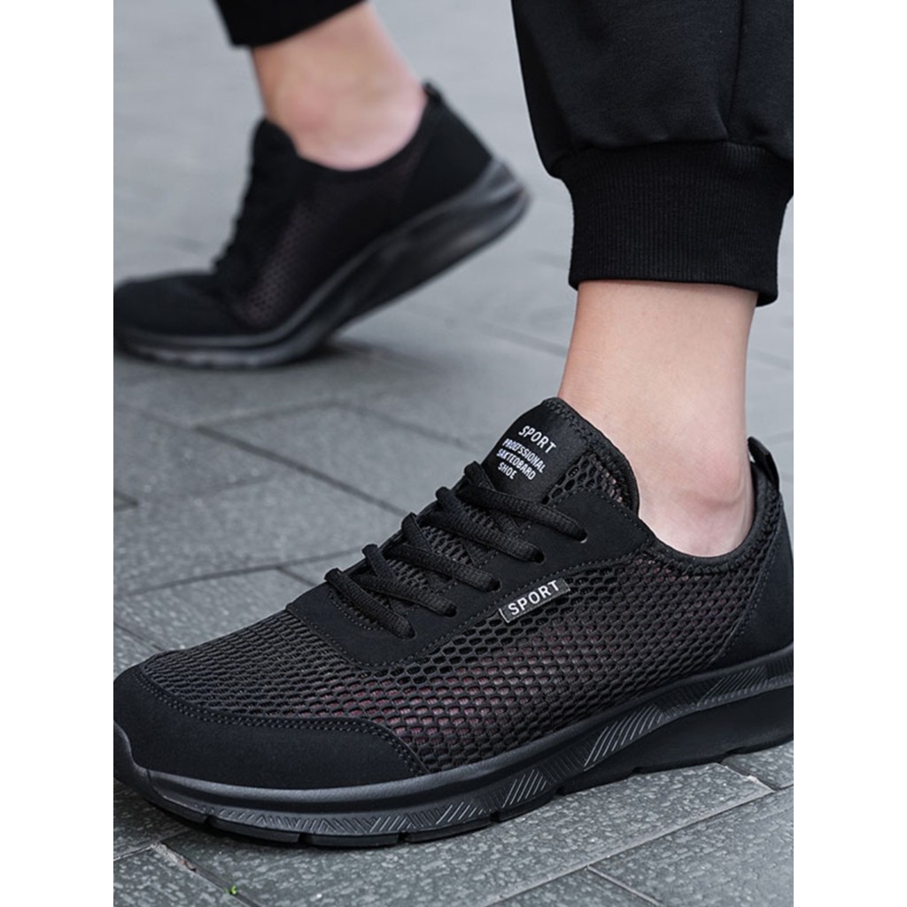 Malha sapatos masculinos verão malha desodorante correndo sapatos esportivos malha respirável oco sapatos casuais sapato