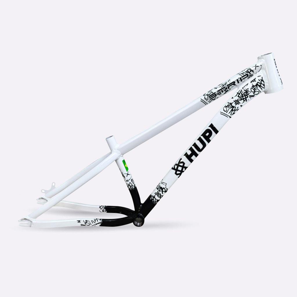 Quadro Bike HUPI Strip Gancheira Horizontal Aro 26 Branco e Preto