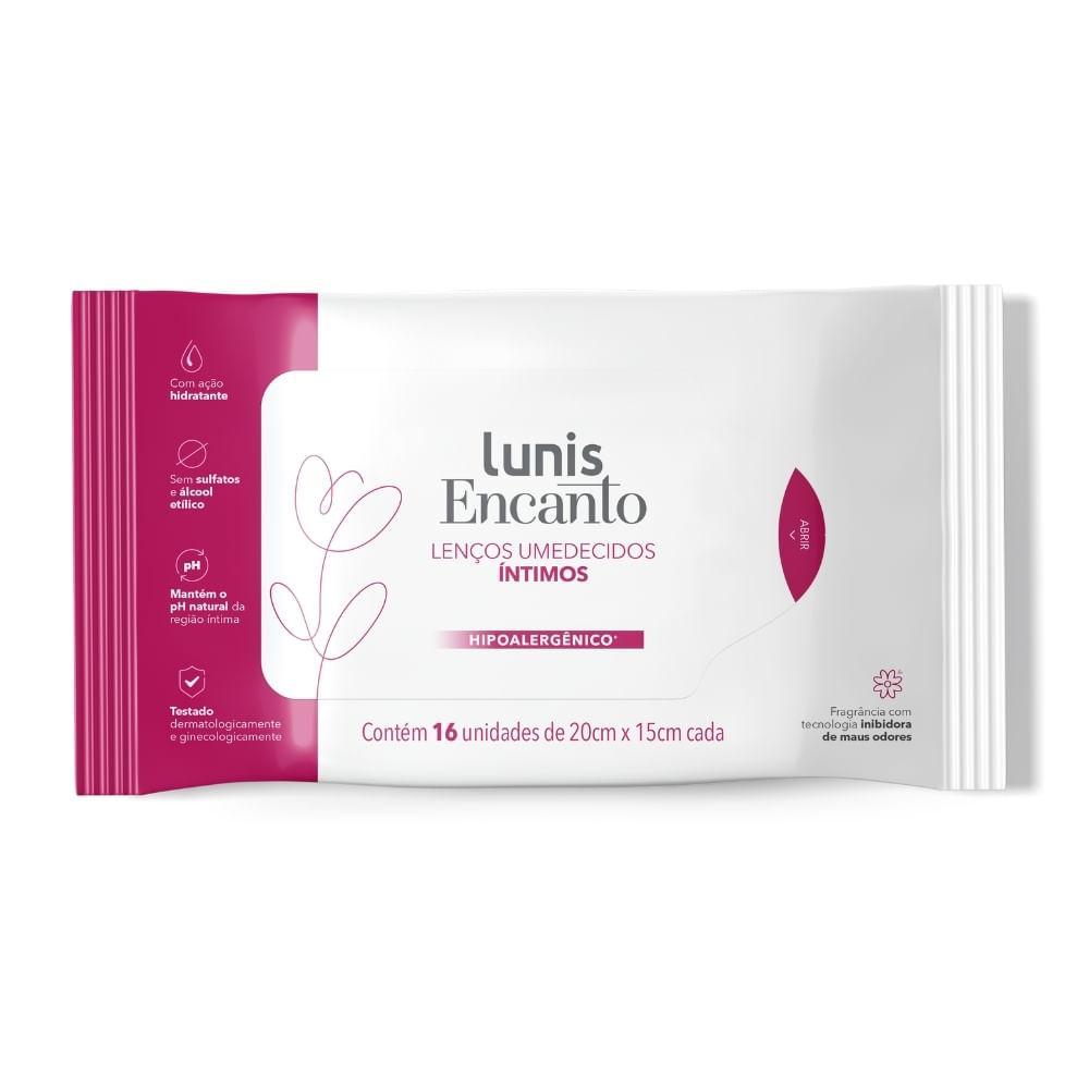 LENÇO UMEDECIDO ÍNTIMO LUNIS ENCANTO 16 UNIDADES