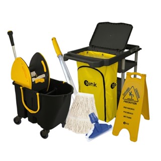 Kit para limpeza profissional preto e amarelo com 6 peças Pratic - Tonk em Oferta na Shopee