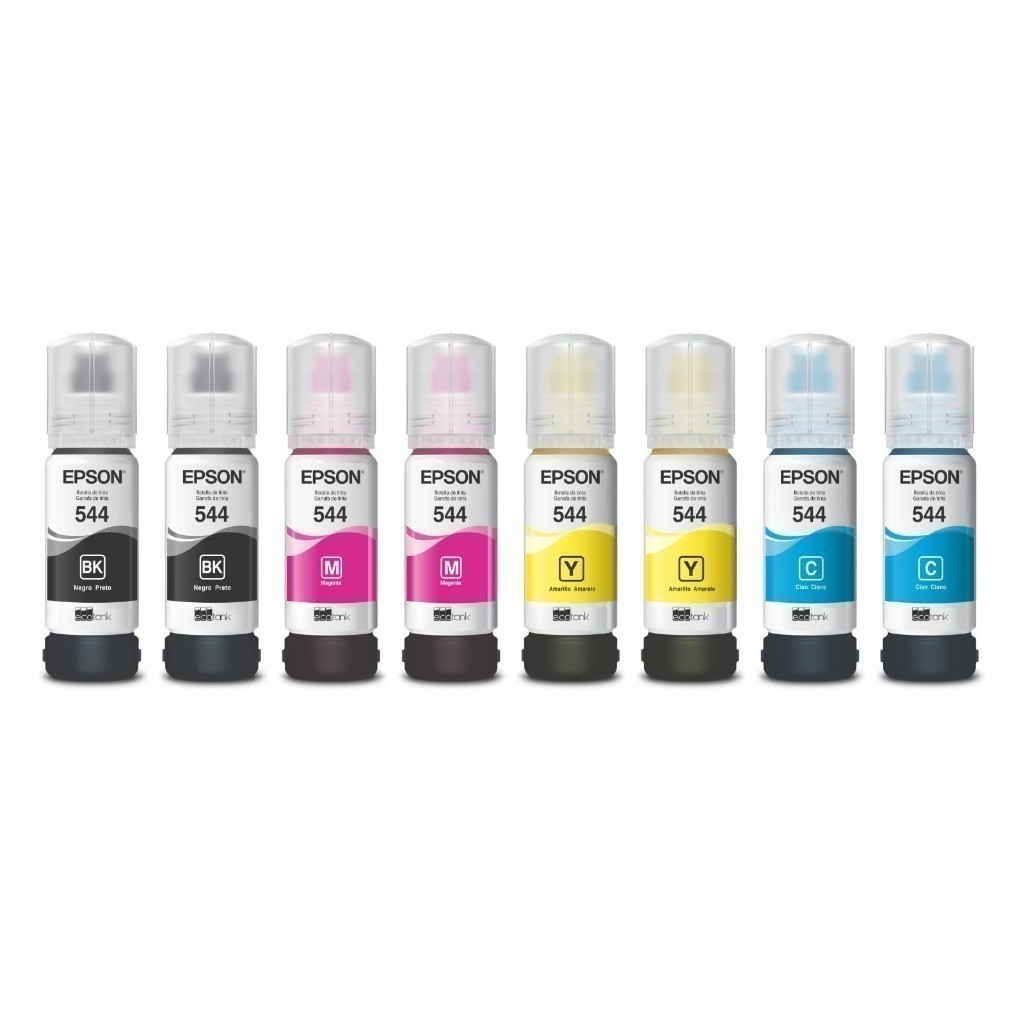 KIT 8 TINTAS ORIGINAL T544 PARA L3110 L3210 L3250 B Y C M