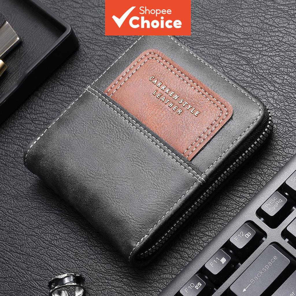 Carteira Curta CarrKen Para Homens Com Zíper Colorido E Vários Cartões Porta-Moedas Em Design De Moda