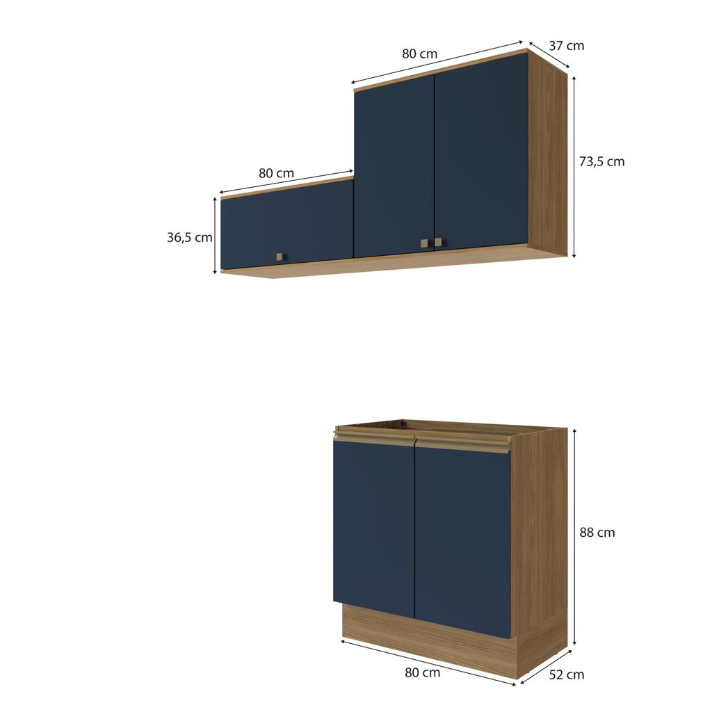 Lavanderia Modulada Kappesberg Celeste 3 Peças Nogueira/Azul 160cm · foto 2