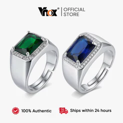 Vnox Masculino Anel Ajustável Aberto Retangular De Pedra Preciosa Size9-10 Impermeável Anti-Manchas Clássico Sinete Pres