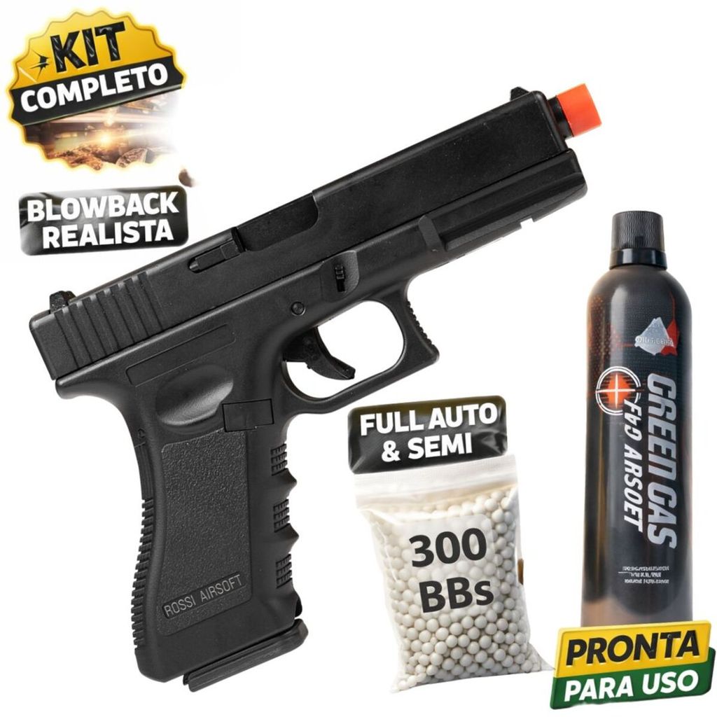Pistola Airsoft Rossi Gk V18 Gbb 6mm Blowback Full Auto Green Gas 300 BBs — R$ 1.248,91 em Shopee