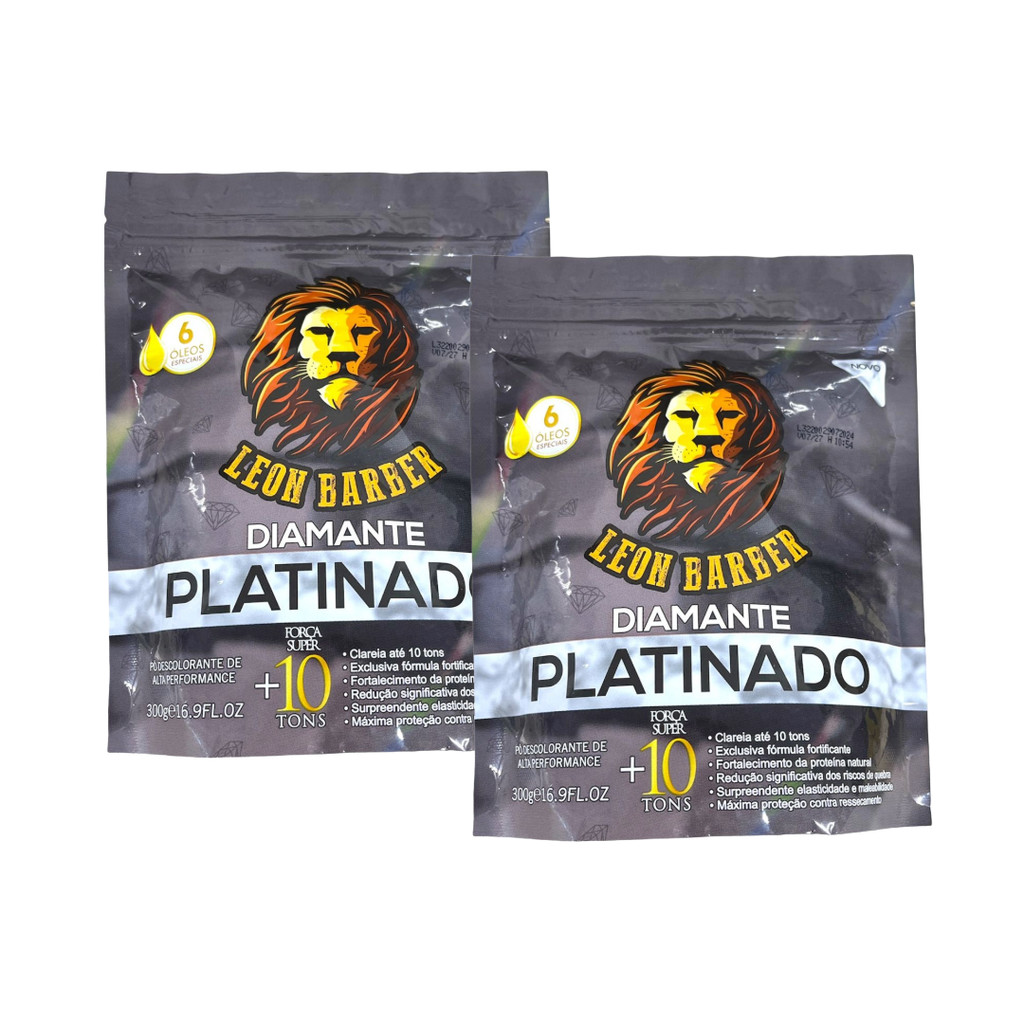 kit 2 und Pó Descolorante PLATINADO 300G - LEON BARBER
