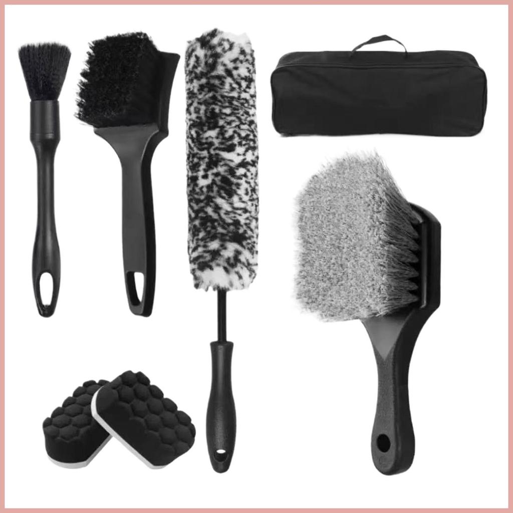 Kit De Escova De Roda Saco De Transporte Incluído Limpeza De Veículo À Prova De Riscos Para Casa Garagem Estacionamento 