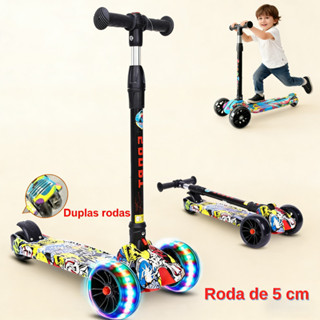 Patinete Infantil 3-5 Anos 4 Rodas LED Ajustável em Altura Estilo Graffiti para Menino e Menina em Oferta na Shopee