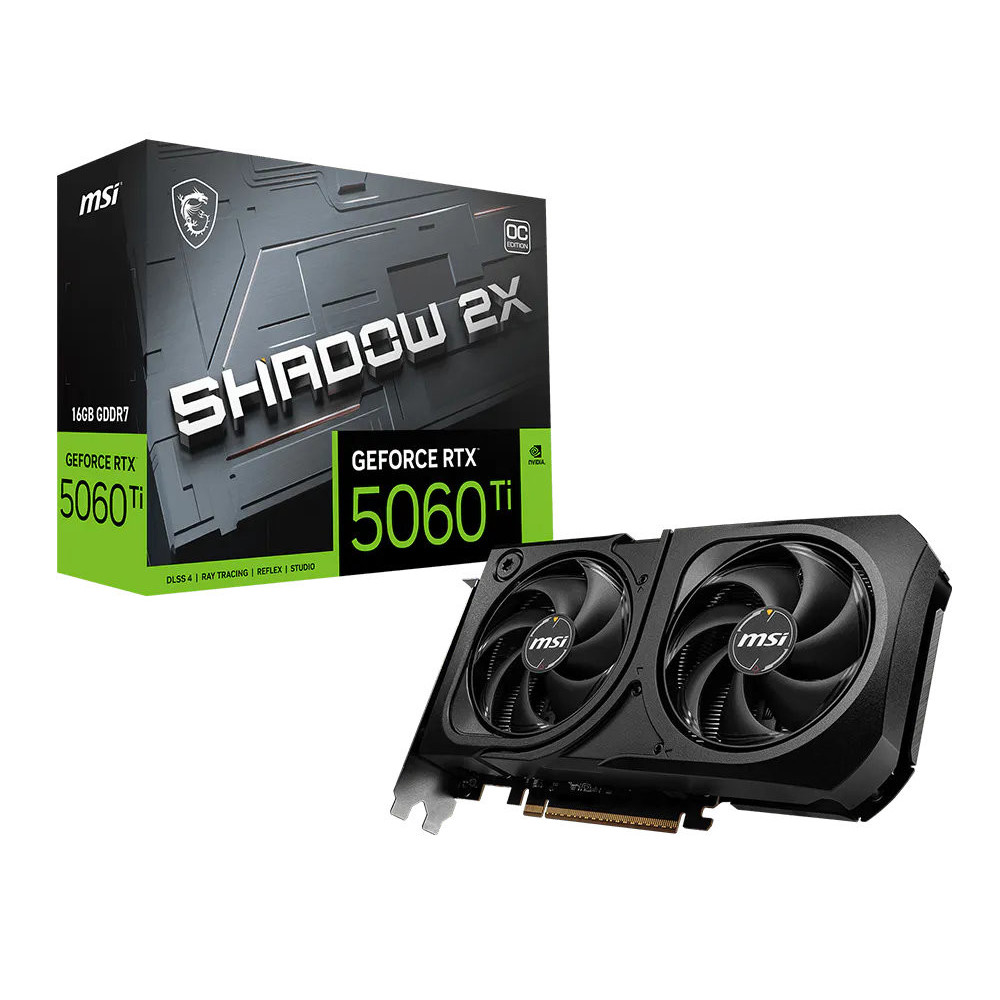 Placa de Video RTX 5060 Ti 16GB MSI Shadow OC Plus 2X GDDR6 128 Bits HDMI 3x DisplayPort GPU Gamer Alto Desempenho