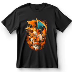 Camisa Camiseta Infantil Pokémon Charmander Charmeleon Charizard Pokébola 100% Algodão 2 4 6 8 10 12 14