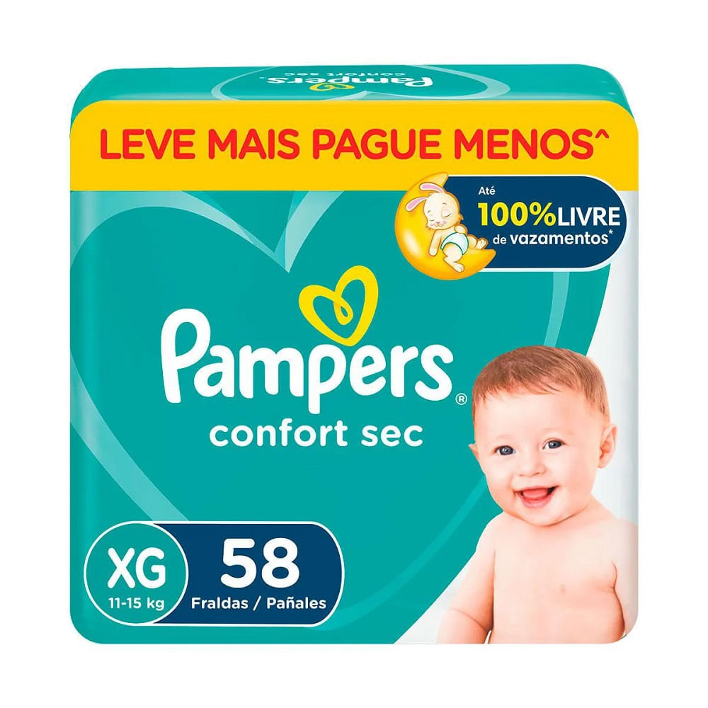 Fralda Pampers Confort Sec Super XG 58 unidades em Oferta na Shopee