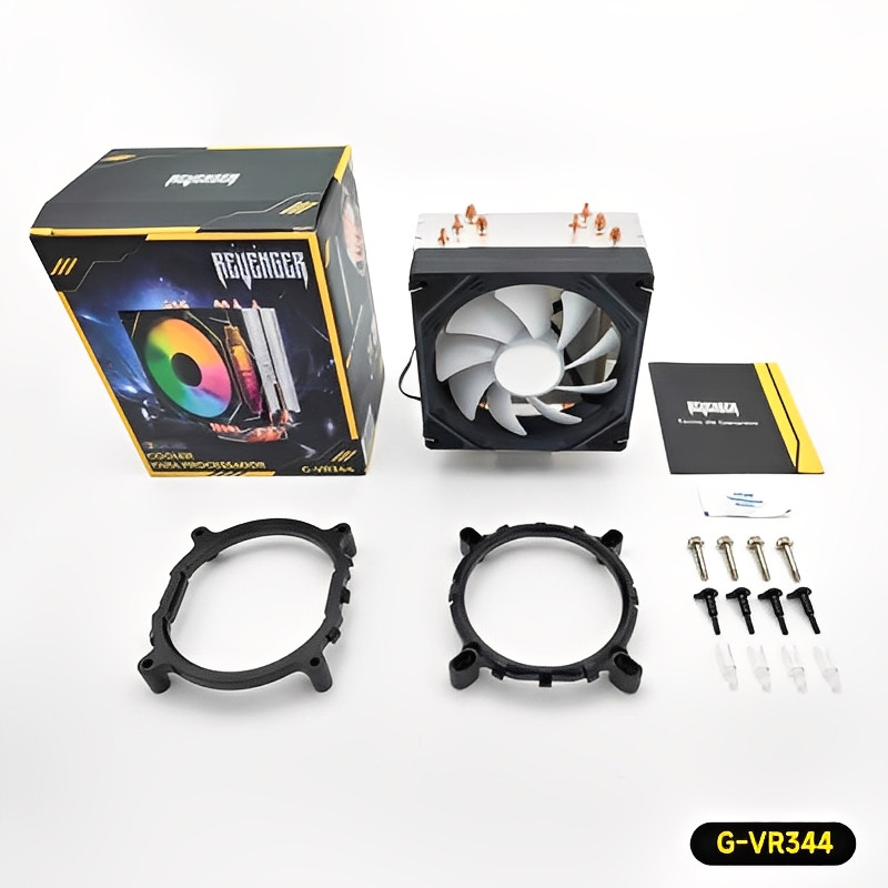 Cooler para Processador Cooler Fan CPU LED RGB Ventoinha 120mm 3 Pinos TDP 150W Hidráulico 4 Heatpipes Multi Intel AMD