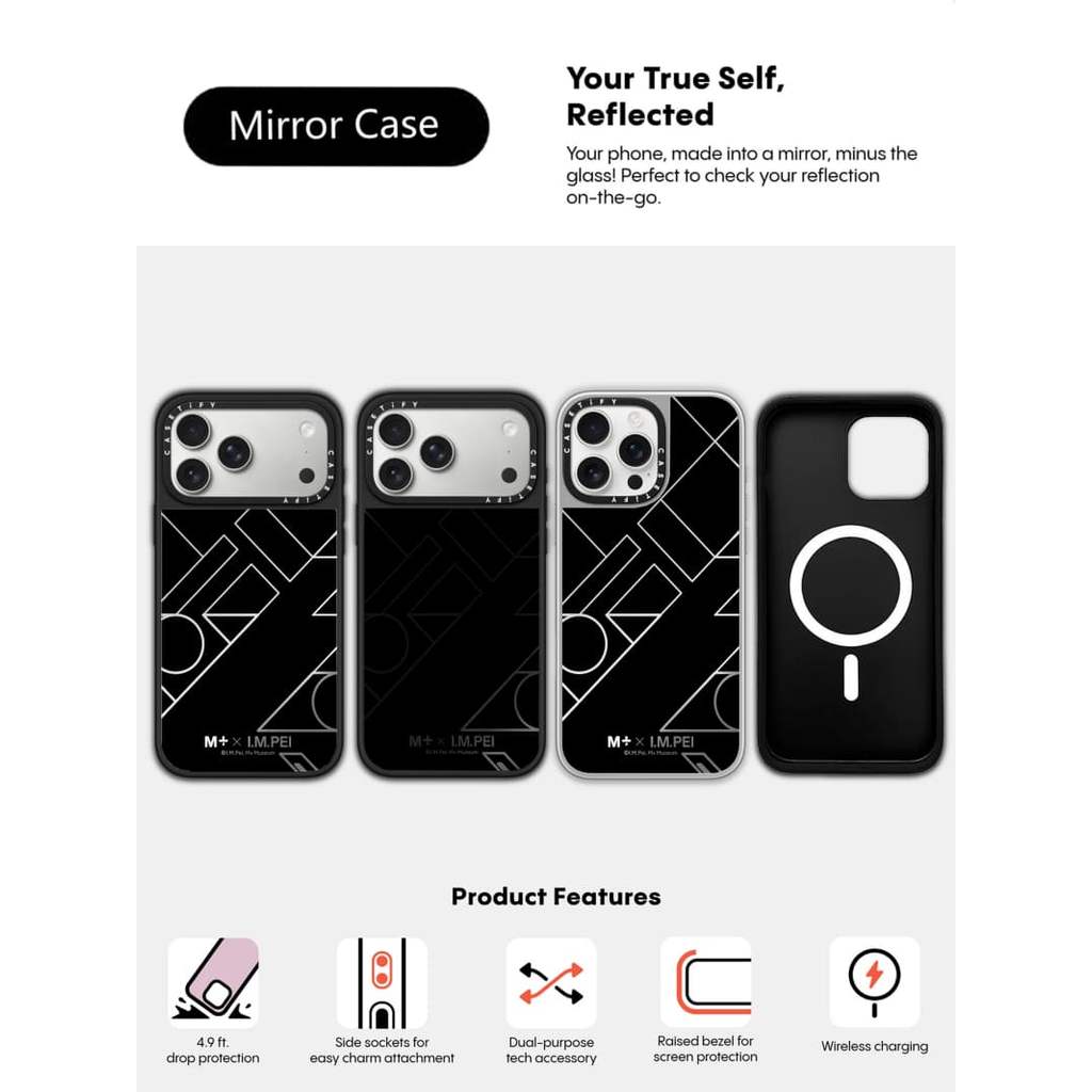 CASECASE X Capa De Arquitetura Geométrica Preta E Espelhada Prateada Com Sucção Magnética Para IPhone 17 Air 16 15 14 13