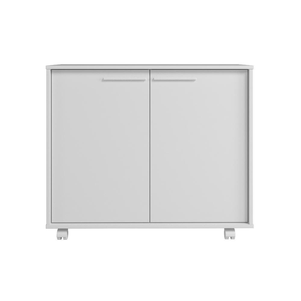 Balcão Multiuso 2 Portas 2 Prateleiras BMU114 com Rodízios Branco - BRV Móveis — imagem 2 de 2