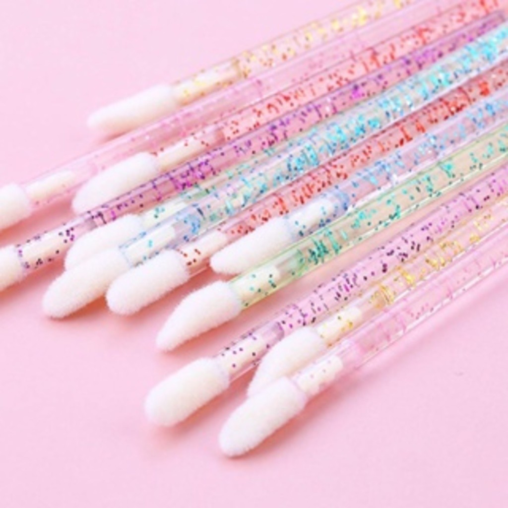 50 Unidades Aplicador Descartável Pincel Glitter Gloss E Batom Maquiagem