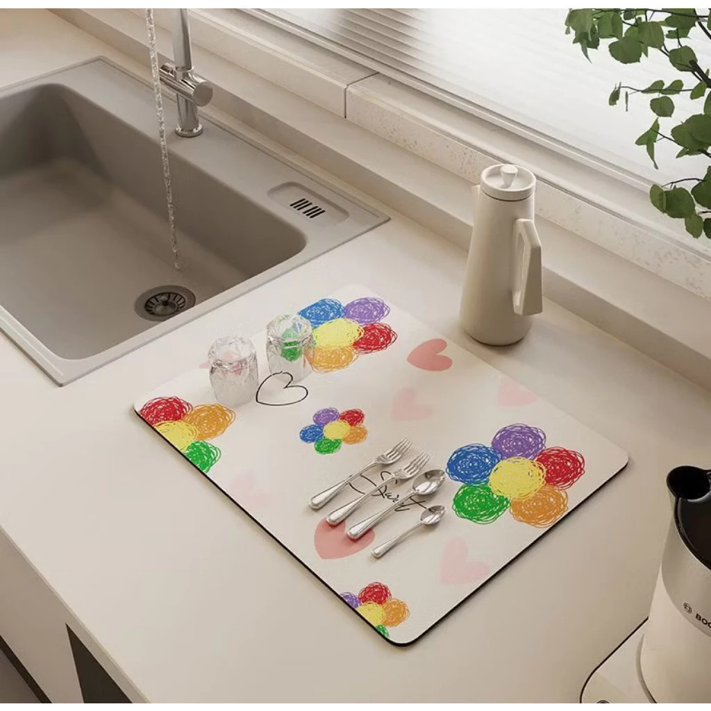Escorredor Aparador de Louças Absorvente 50cm Microfibra Sortido Suporte Prato Copo Pia Cozinha Panela Secagem Apoiado