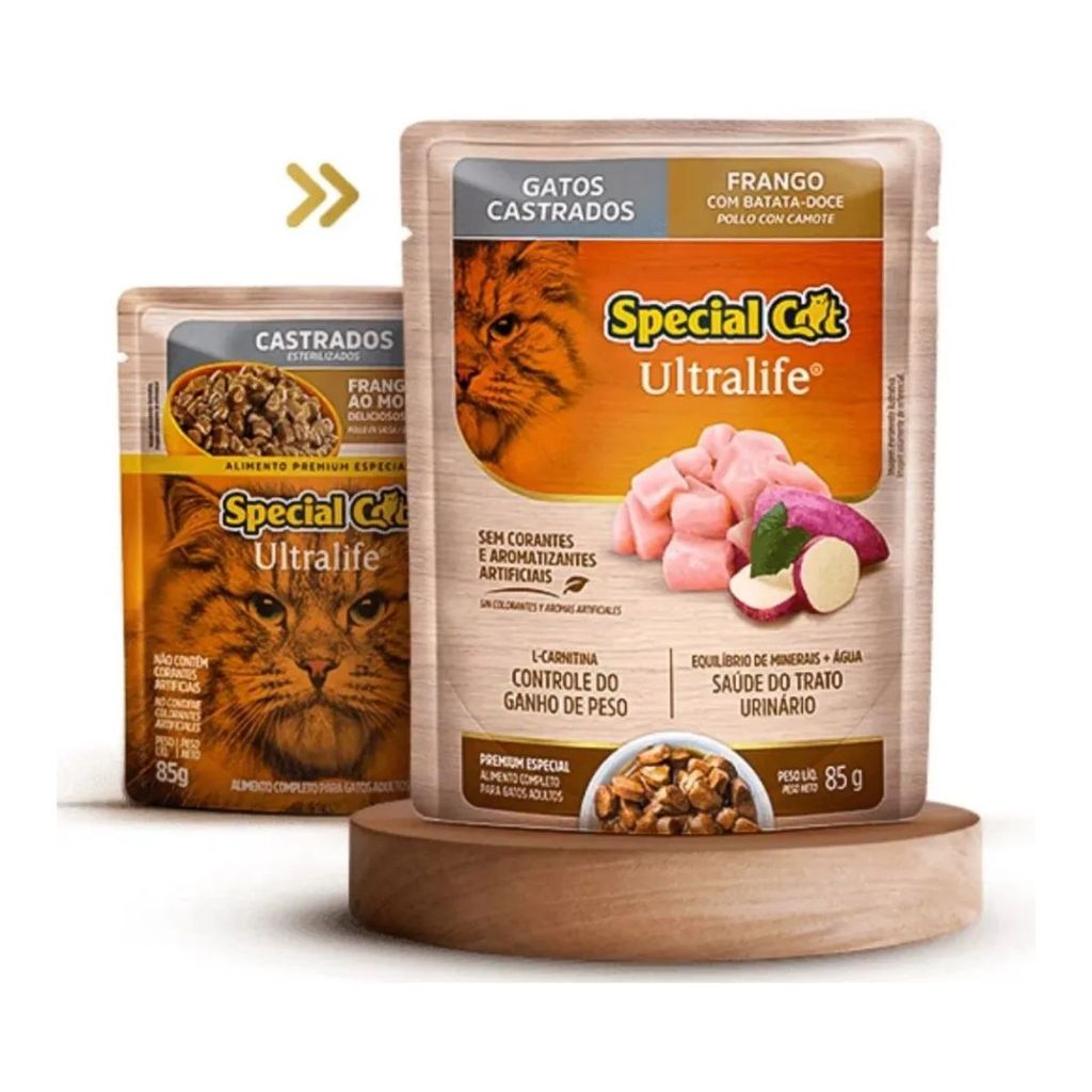 Kit 12 UN Sache Special Cat Ultralife Castrados Frango 85G