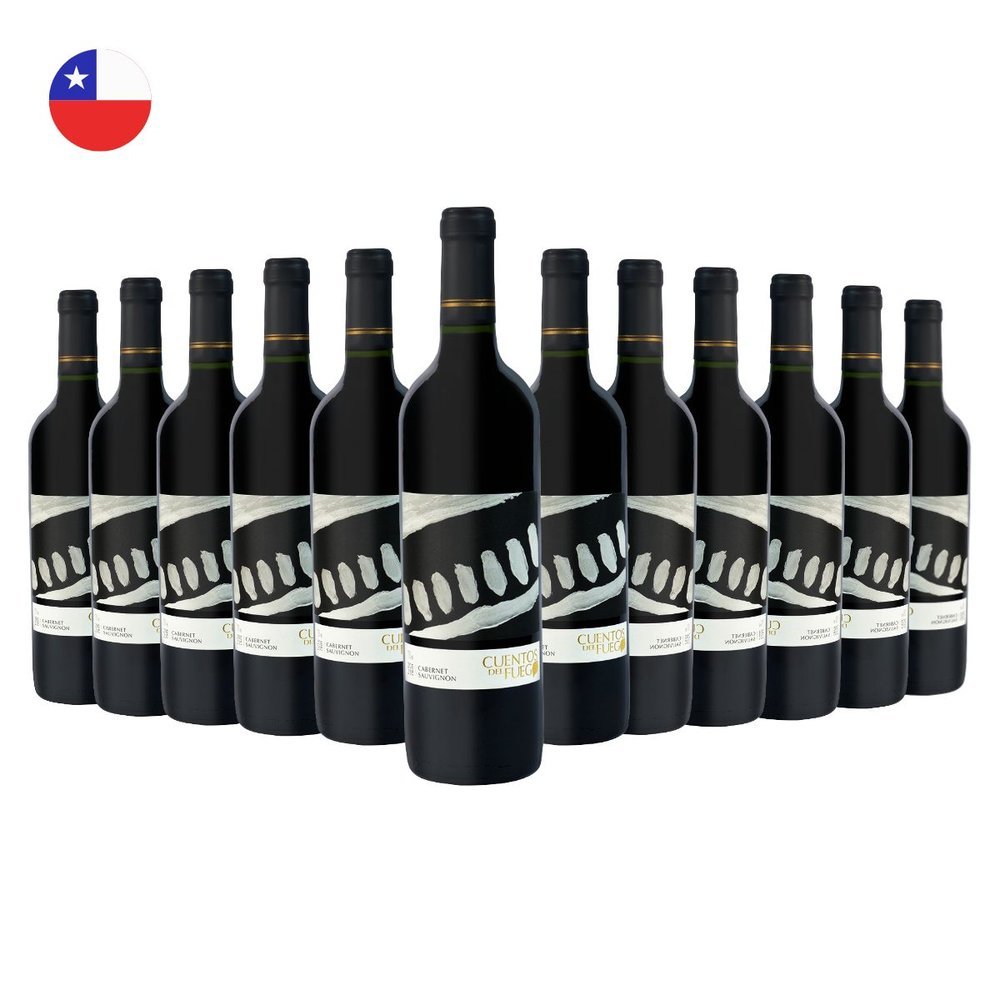 Kit com 12 Vinhos Chilenos Tinto Seco Cabernet Sauvignon Cuentos del Fuego 750ml
