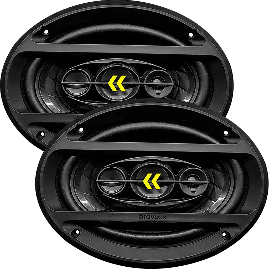 Alto Falante Bravox Revo 6x9 Polegadas Quadraxial 200W Par Automotivo Carro Som Áudio Stereo HiFi