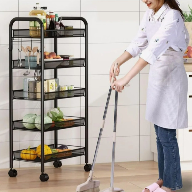 Carrinho Prateleira Inox Auxiliar Organizador de Objetos Multiuso com Rodinhas Aramado Para Cozinha Banheiro Cosméticos