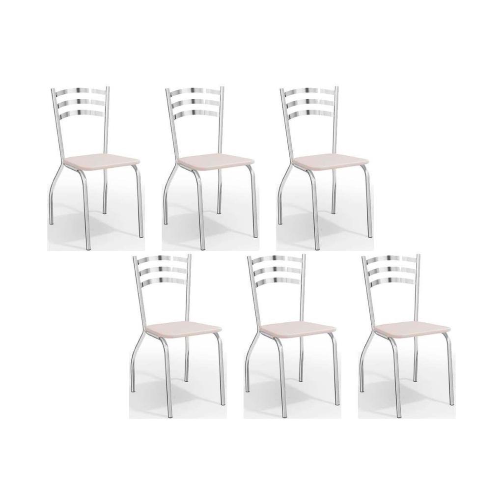 Cadeiras de Cozinha Portugal C007 Kit 6 Un Cromada - Assento Branco 106 - Kappesberg em Oferta na Shopee