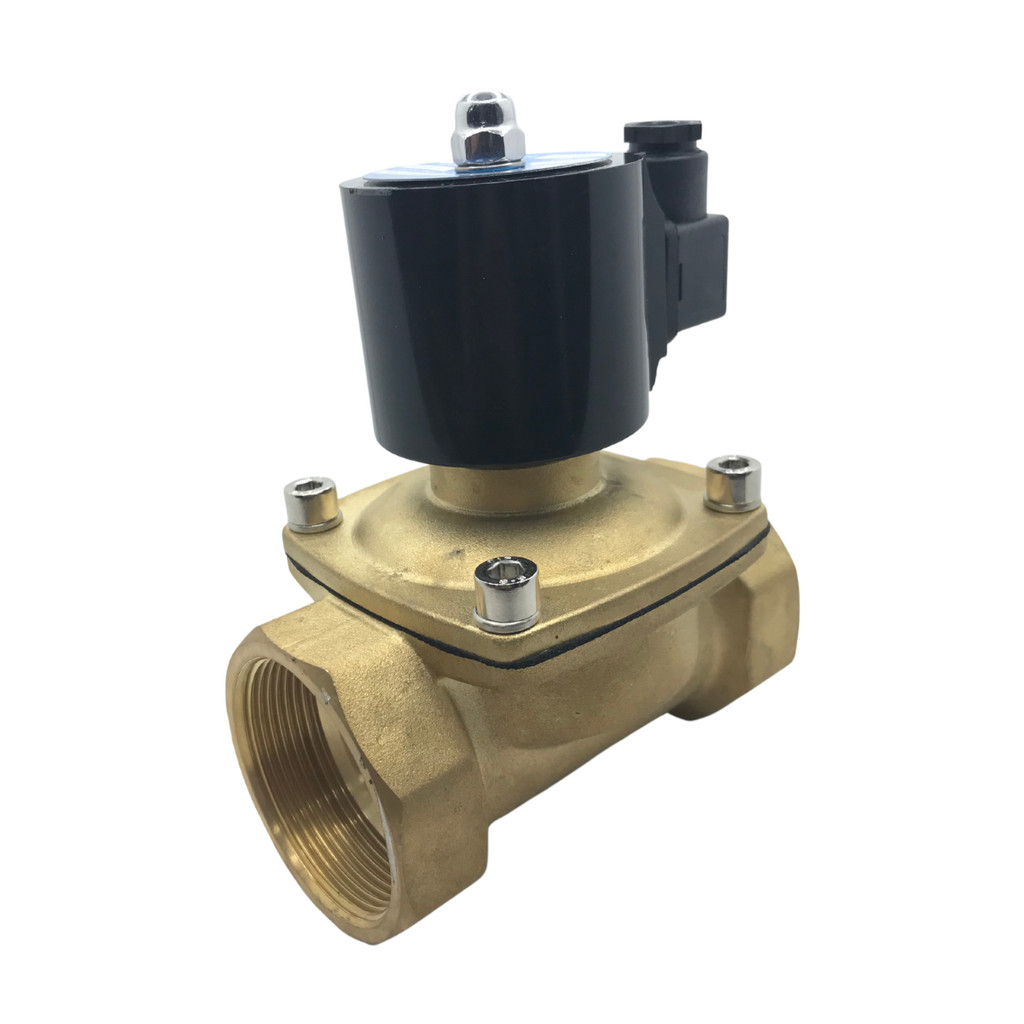 Válvula Solenoide 2 Vias Rosca 1.1/2 BSP Normal Fechada Bobina 220v Latão Ar Água