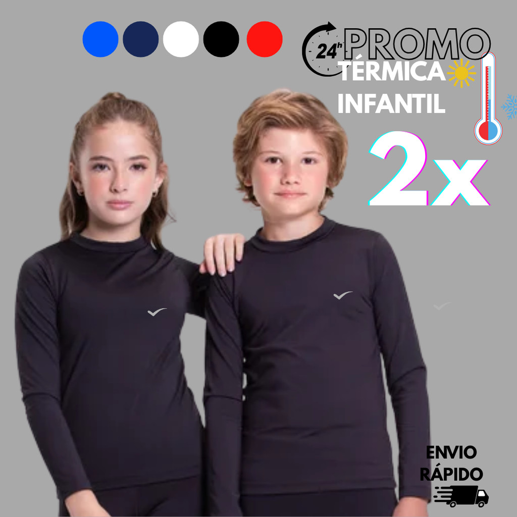 2 Camisetas térmicas Infantil proteção solar UV 50+ Segunda pele