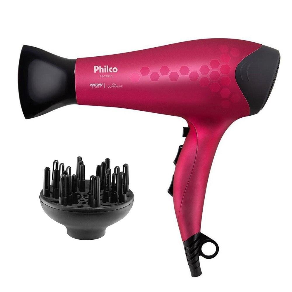 Secador de Cabelo com Difusor Philco PSC2350 2200W, Rosa Bivolt em Oferta na Shopee