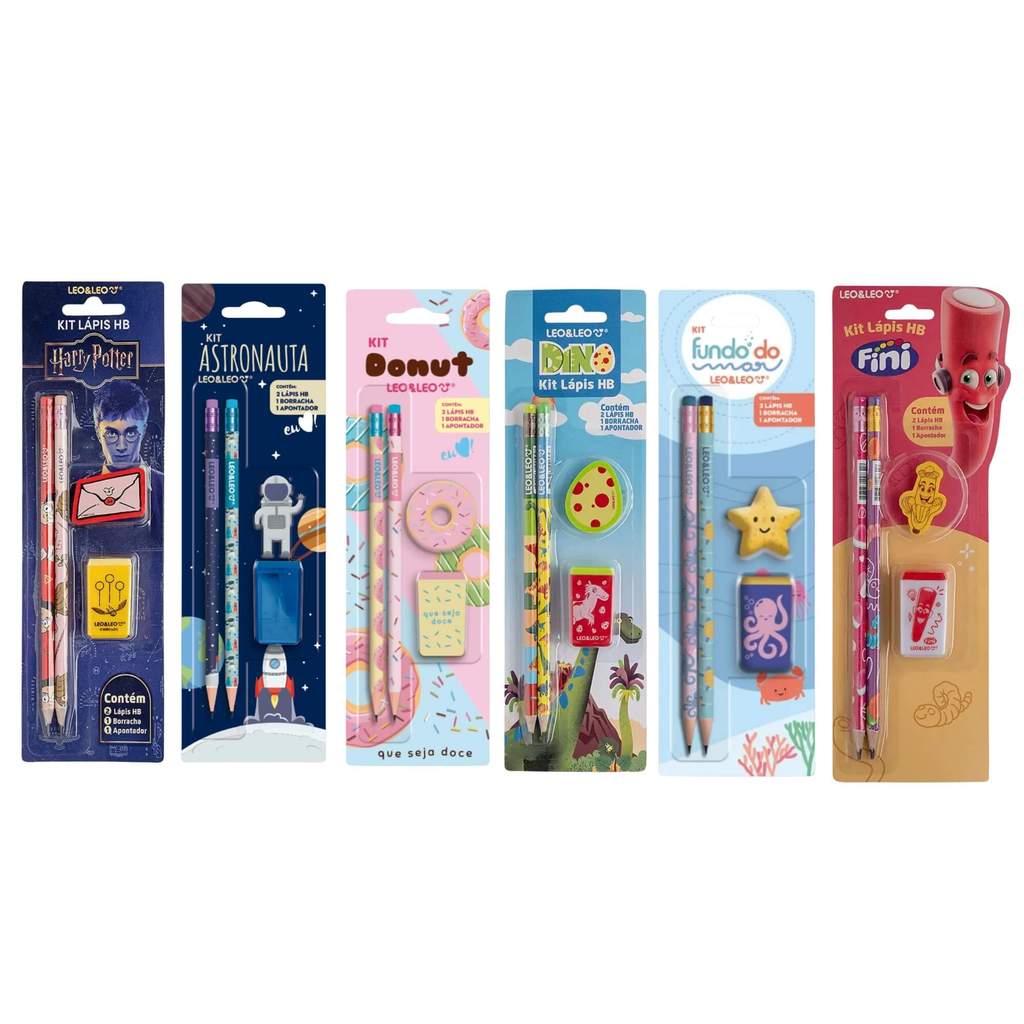 VAR Kit Lápis HB Leo&Leo com Apontador e Borracha – Escolha em Oferta na Shopee