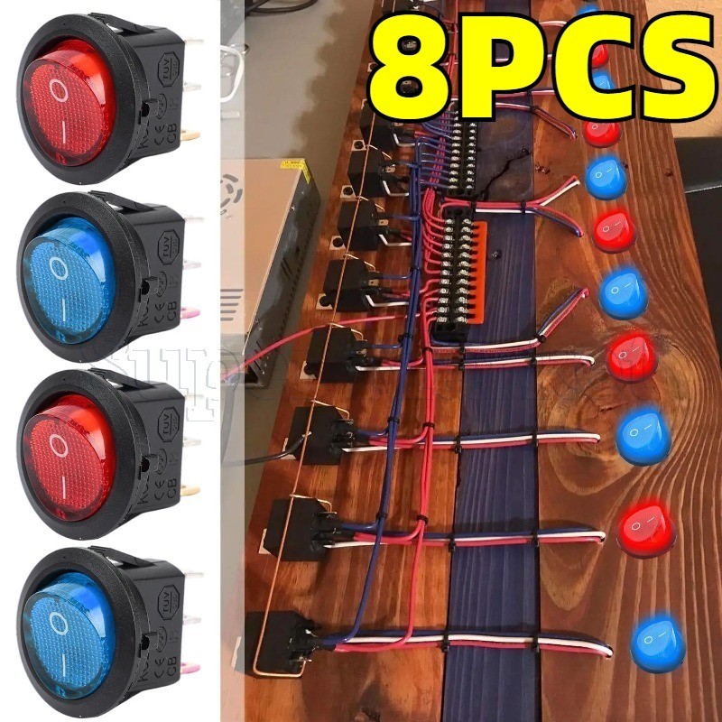 Interruptor Oscilante LED 12V-Controlador De Circuito De Luz Azul Vermelha-Botão Liga/Desliga-De Fio De Modificação De C