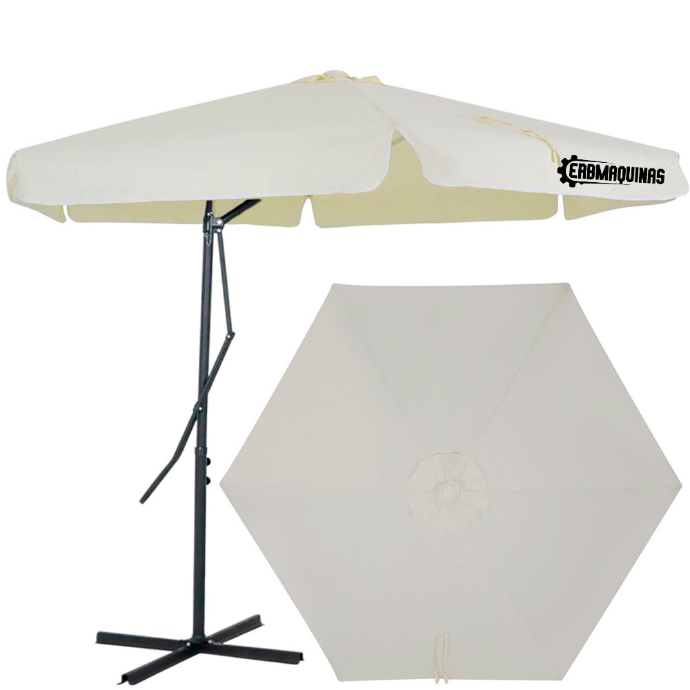 Ombrelone Suspenso Bege Erb Máquinas Cobertura 3 Metros FPS60 Poliéster Estrutura em Aço em Oferta na Shopee