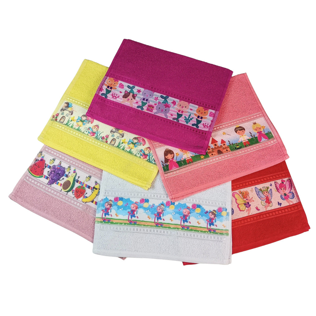 Kit 5 Toalhas Lavabo Infantil Escolar Toalhinha De Mão Lavabinho Para Crianças Volta as Aulas Menina