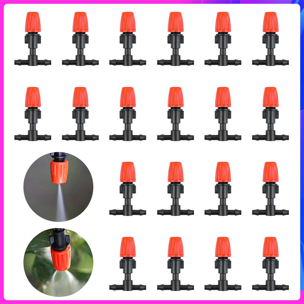 kit 20/40/60 peças Bico Nebulizador Regulável - P/ Tubo Pvc - Névoa Nebulização - T Vazão Ajustável Microtubo 4/7mm