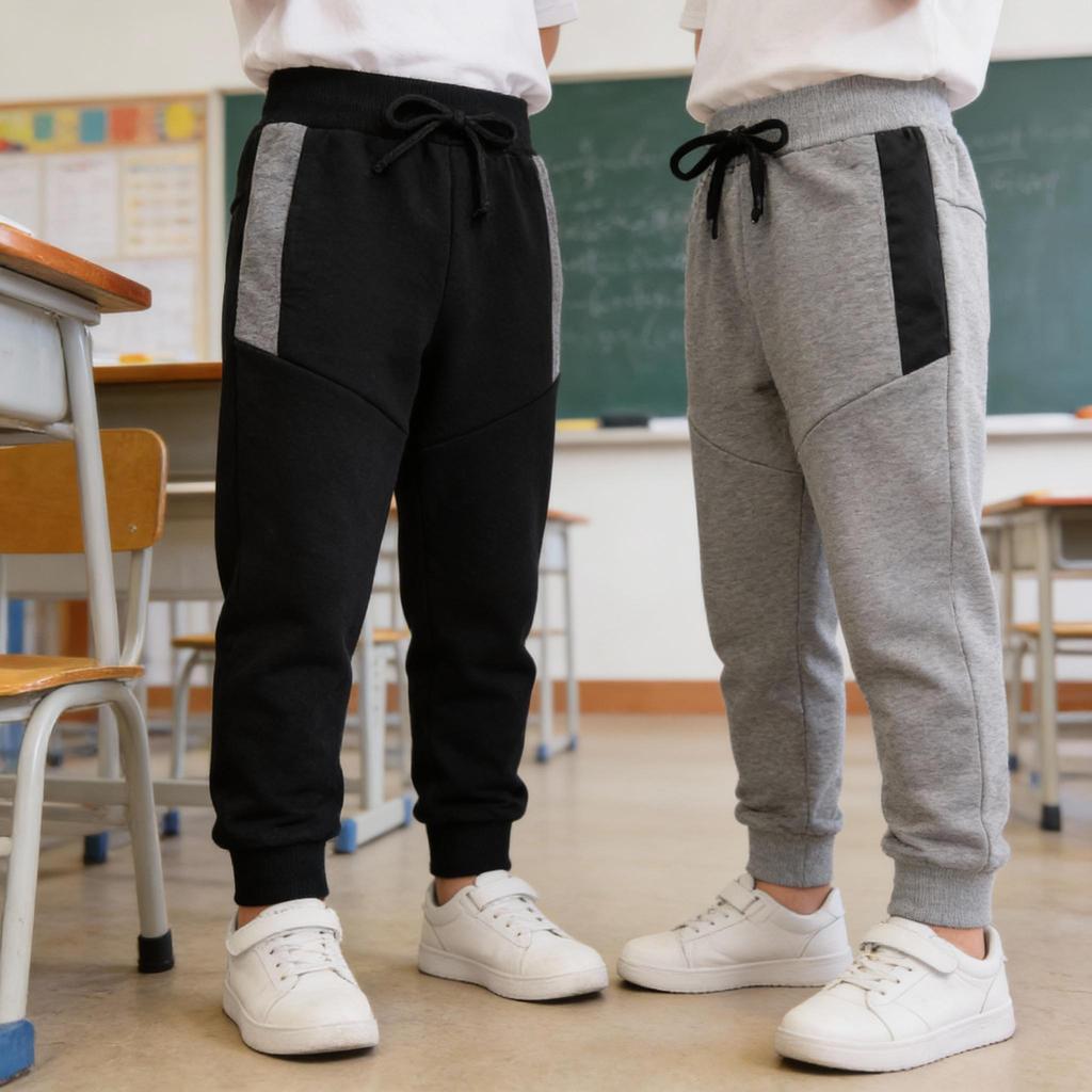 Kit 2 Calça de Moletom Moletinho com Cadarço e Detalhe Quentinha Confortável Estilosa Tamanhos 02 a 12 anos