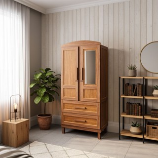 Guarda-Roupa Solteiro Bacuri 2 Portas 2 Gavetas com Espelho Ypê - Rodmóveis em Oferta na Shopee