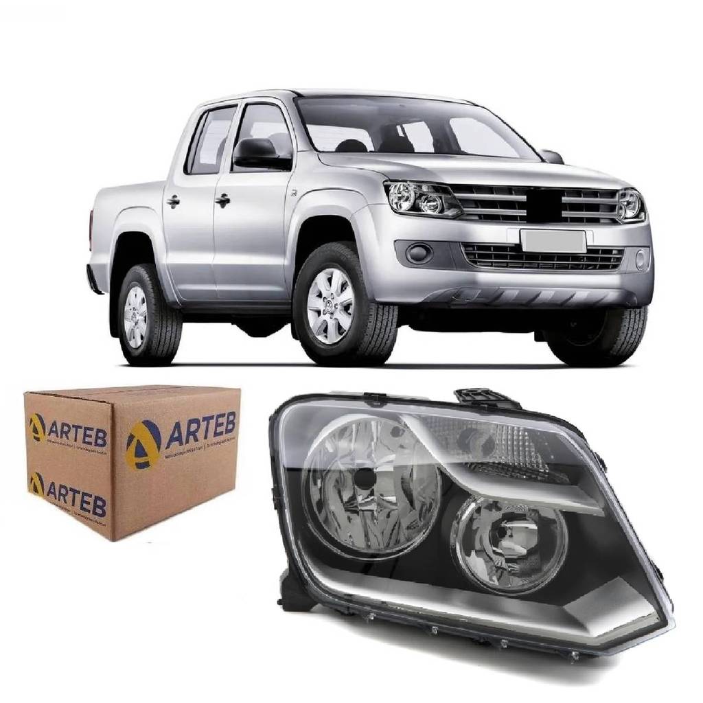 FAROL AMAROK 10/ DUPLO NEGRA REGULAGEM MANUAL ARTEB DIREITO