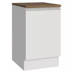 Balcão de Cozinha 50cm 1 Porta Branco Tampo Rustic Glamy Madesa