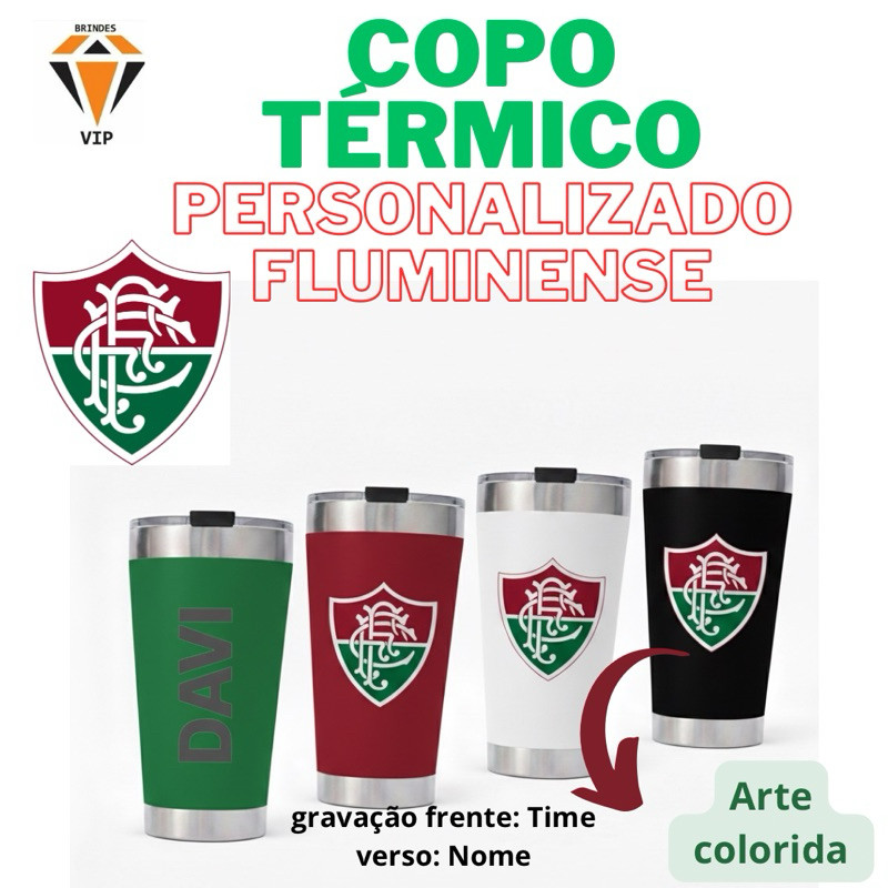 Copo Térmico Fluminense  Personalizado com Nome 473ml em Oferta na Shopee