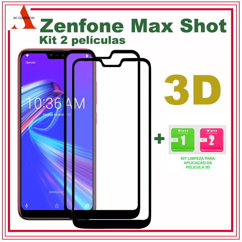 Kit 2 Películas 3D Full Asus Zenfone Max Shot 634 Zb634kl e Asus Zenfone 5 Selfie - Padrão de Qualidade
