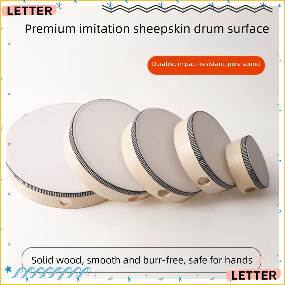 Tambor De Mão De Carta , Brinquedo De Percussão Portátil De 4/6/8/10 Polegadas Instrumento Musical Seguro De Quadro