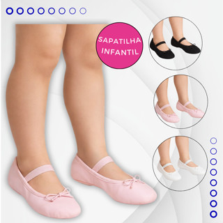 Sapatilha Sintética Para Ballet korino Meia Ponta Infantil - Cores Rosa Preto Branco em Oferta na Shopee